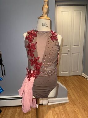 Embellished Dance Leotard with Pink Draped Accent - Balera MC with modifications